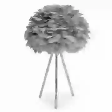Chrome Finish Tripod Table Lamp with Grey Feather Shade
